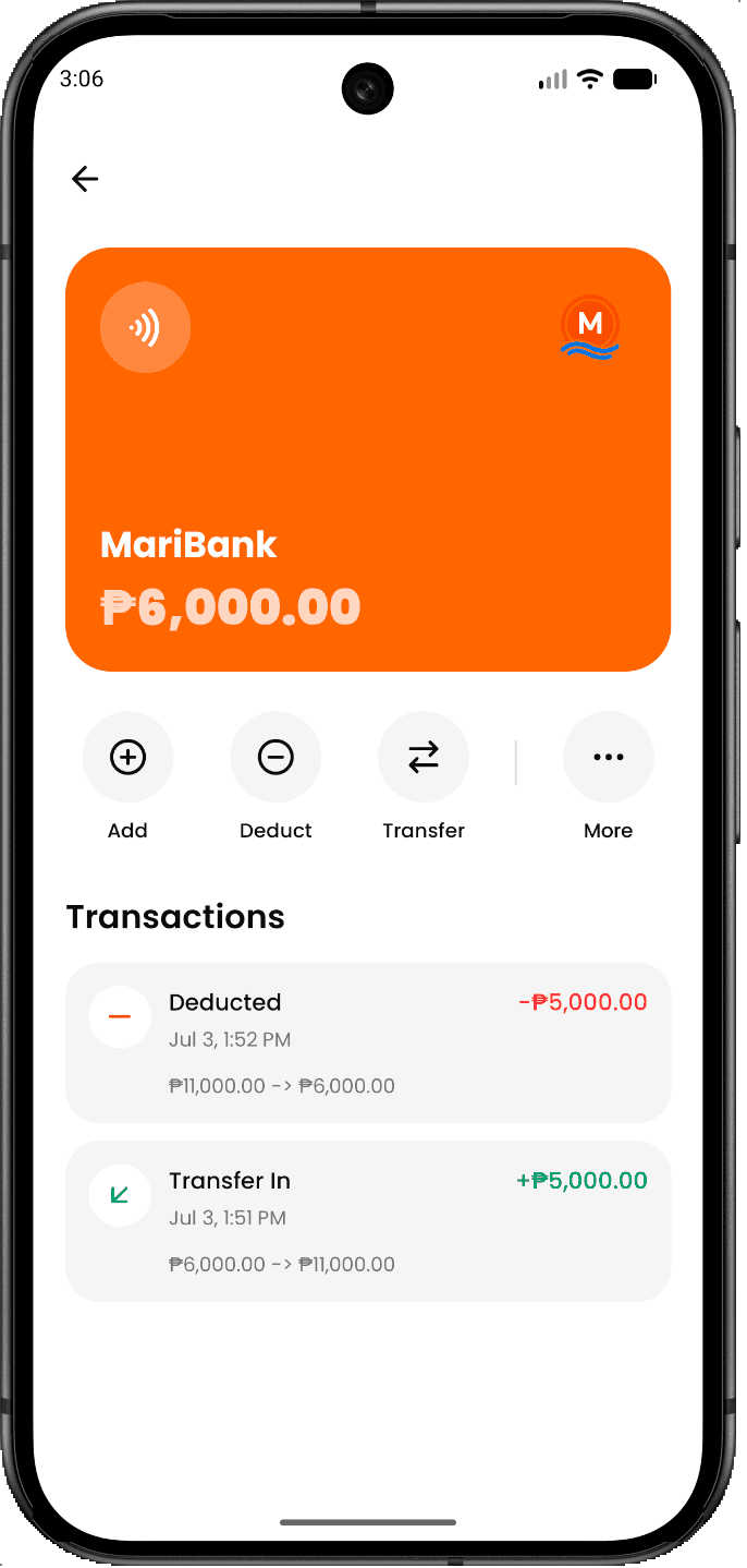 Card detail with transactions